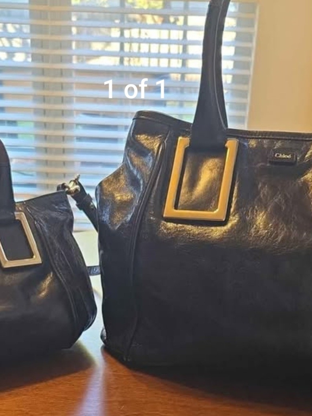 Chloe Black Leather Shoulder Bag with Gold Hardware